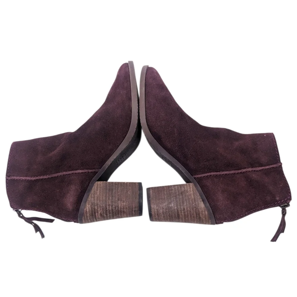 Nordstrom BP Suede Leather Ankle Boots Heeled Booties Womens 8 Purple Western